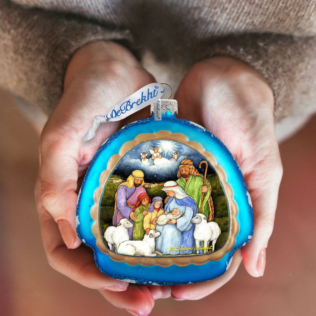 Holy Night Glass Ornament by Susan Winget - Nativity Holiday Decor - 756-205-SW