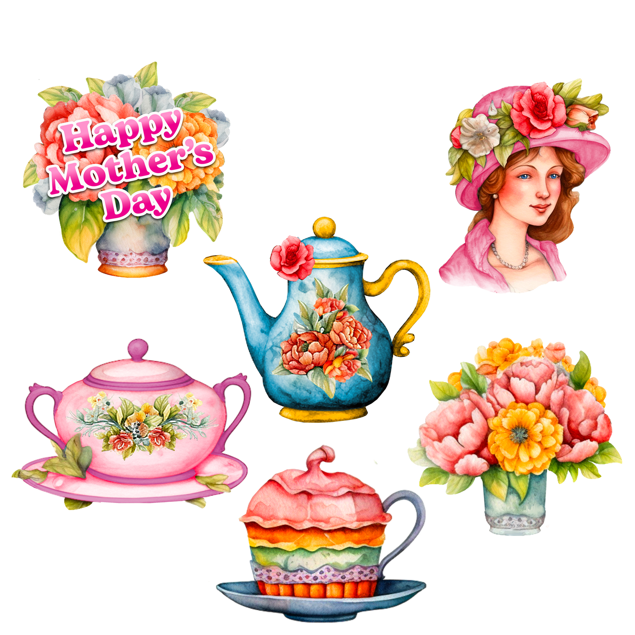 Happy Mother's Day Decorative Wooden Clip-on Ornaments Set of 6 by G. Debrekht - Love Family Decor - 8090059C-S6