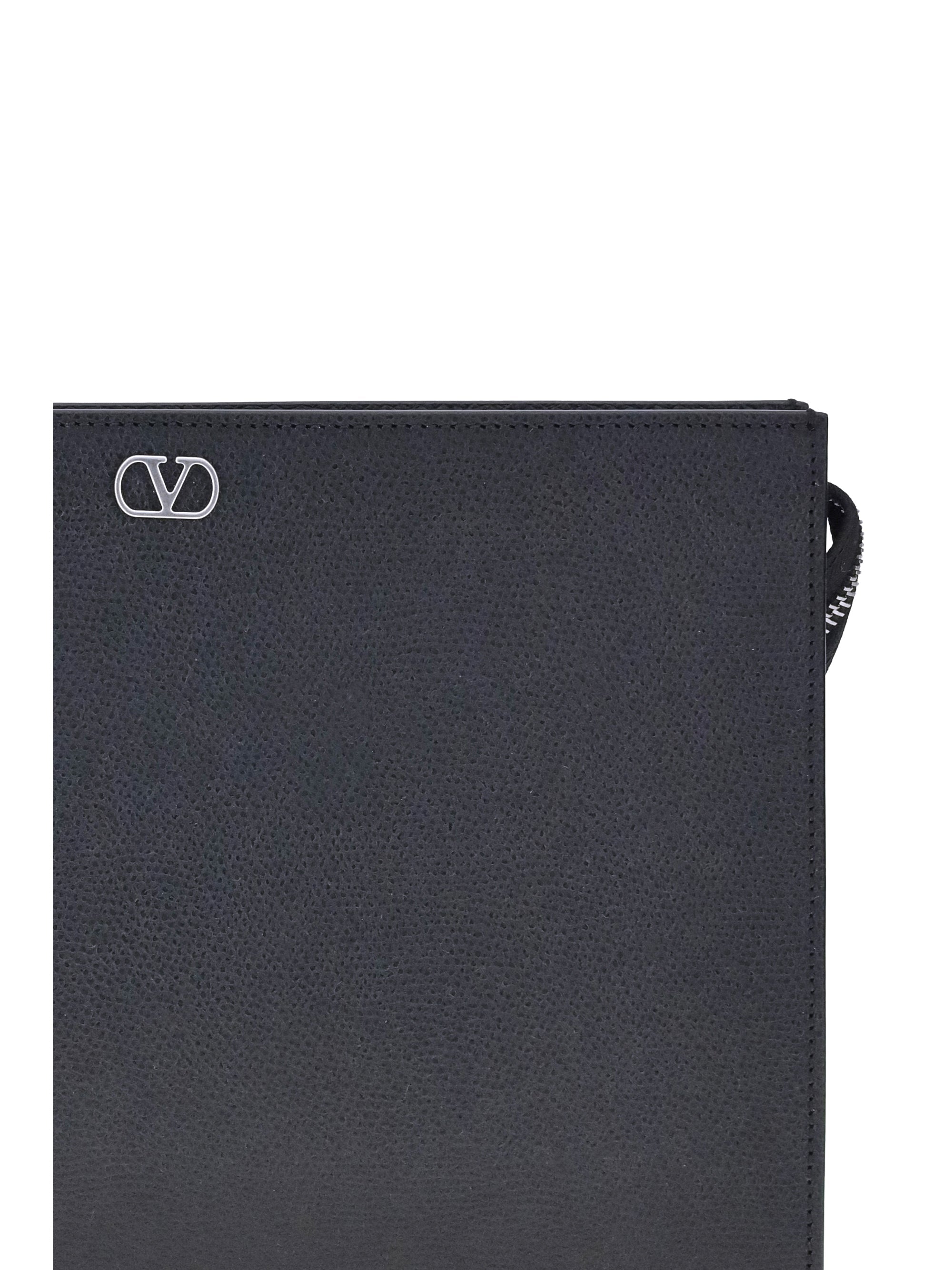 Valentino Garavani Men Grained Leather Pouch