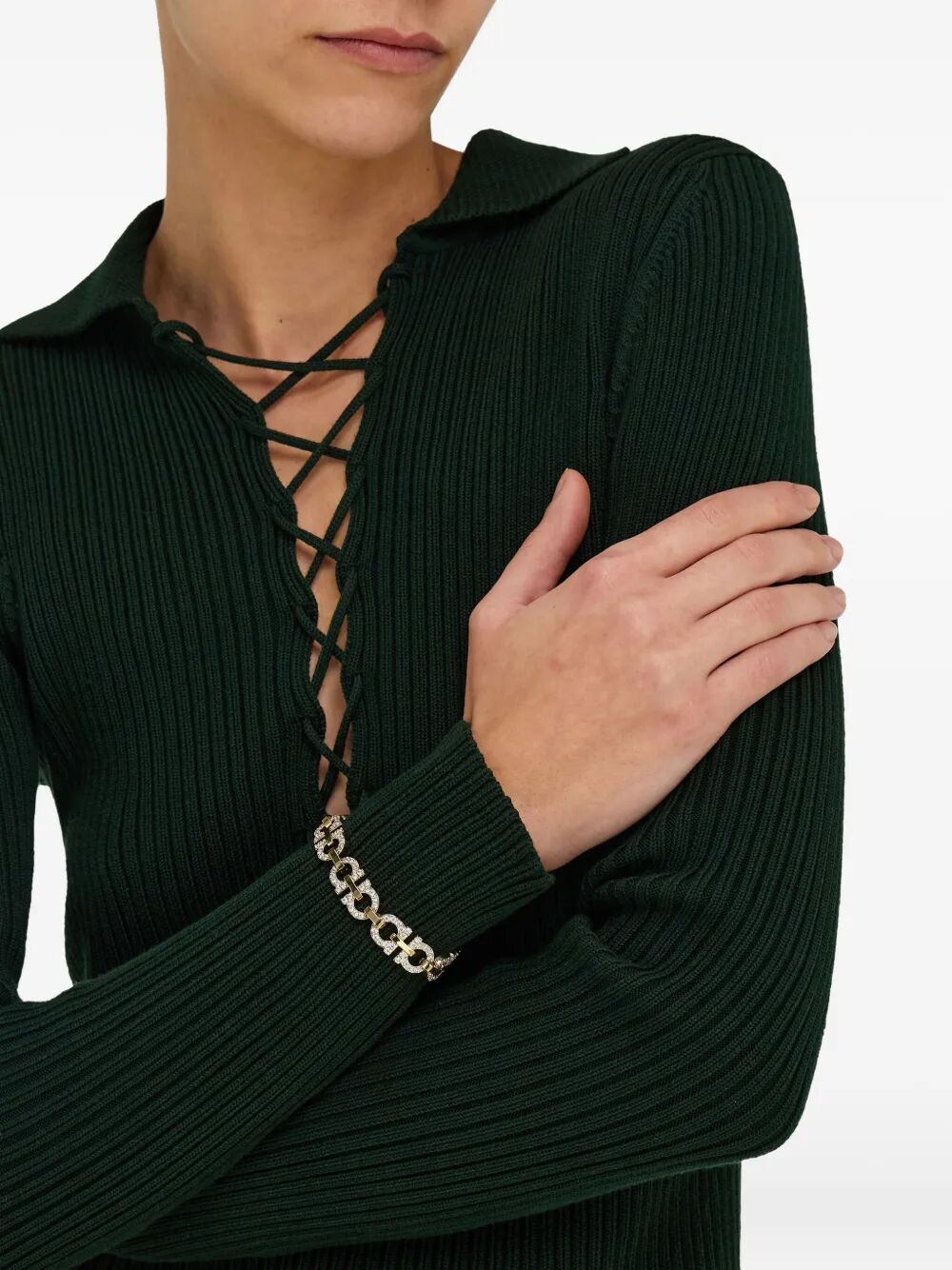 Ferragamo Women Crystal Embellished Gancini Bracelet