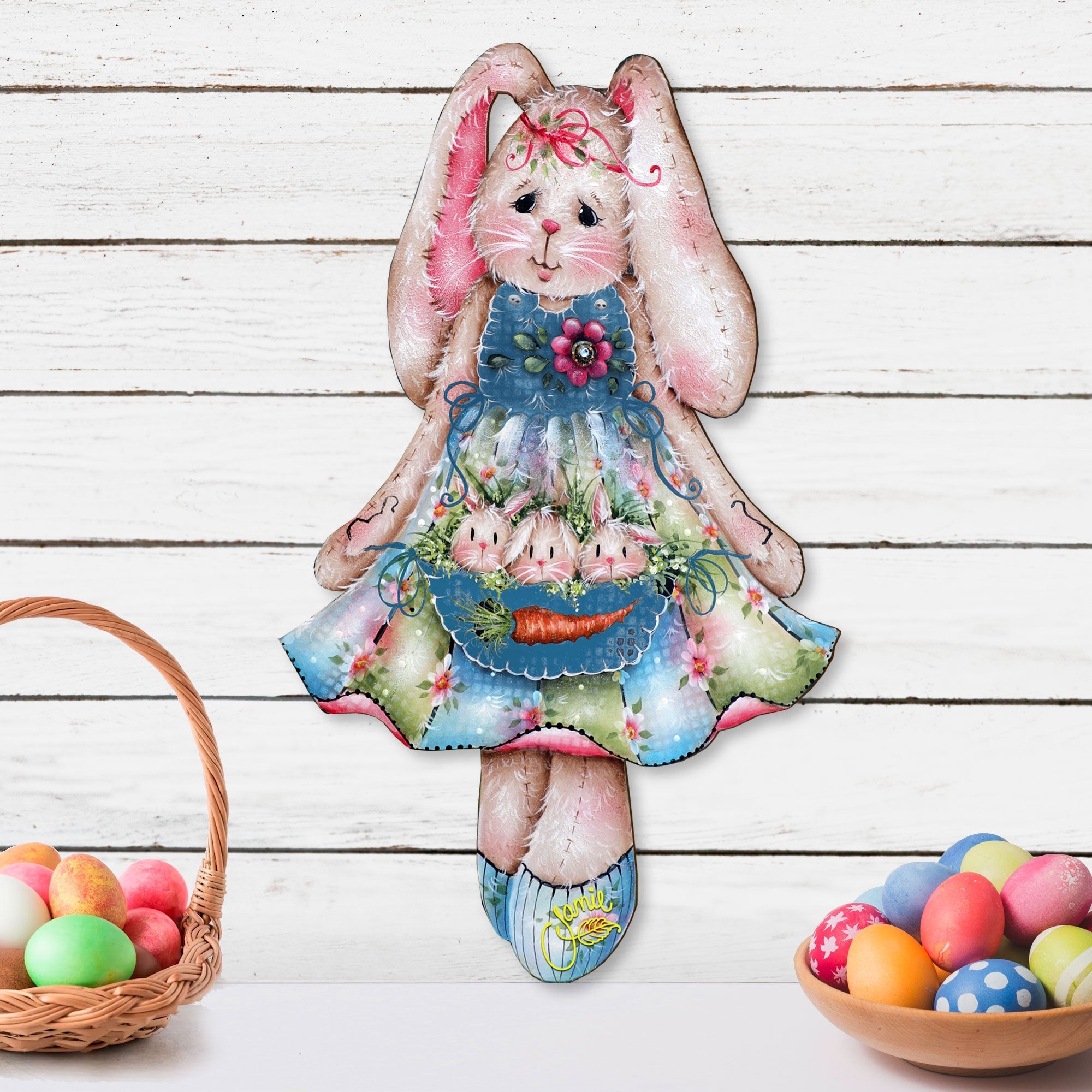 Pocketful of Bunnies Easter Door Decor by Jamie Mills-Price - Easter Spring Decor - 8457705H-MP