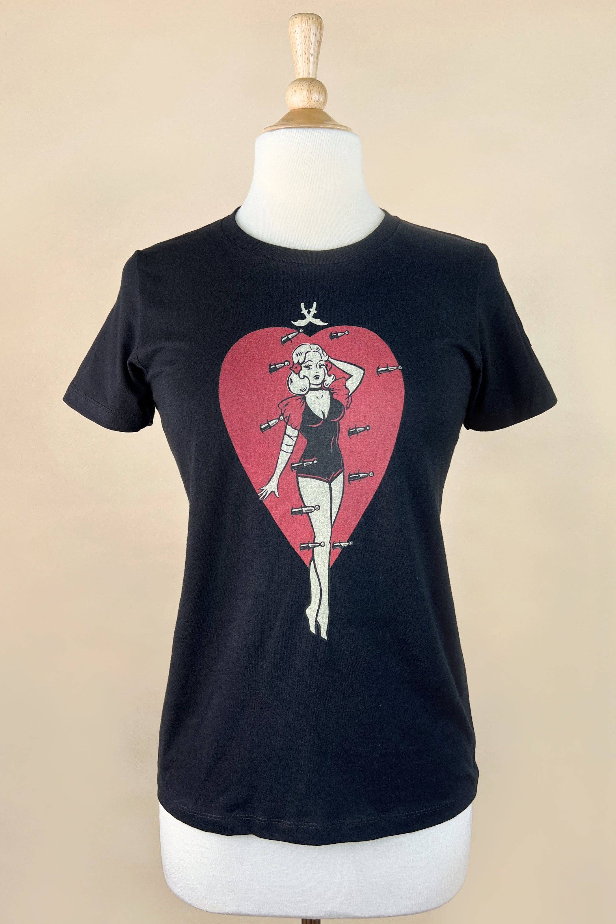 Heart Attack Fitted Tee in Black SMALL