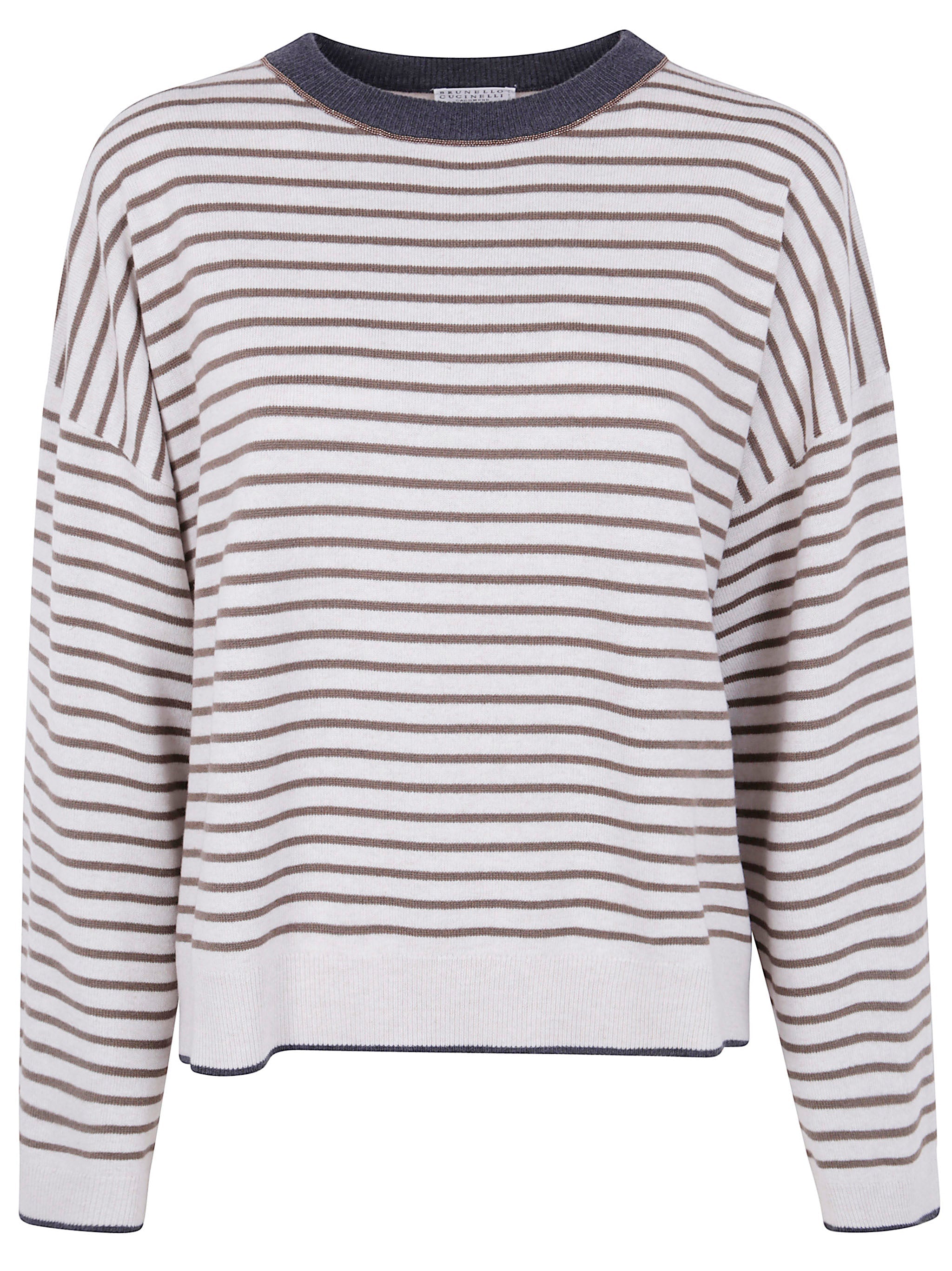 Brunello Cucinelli Women Boatneck Stripes Sweater