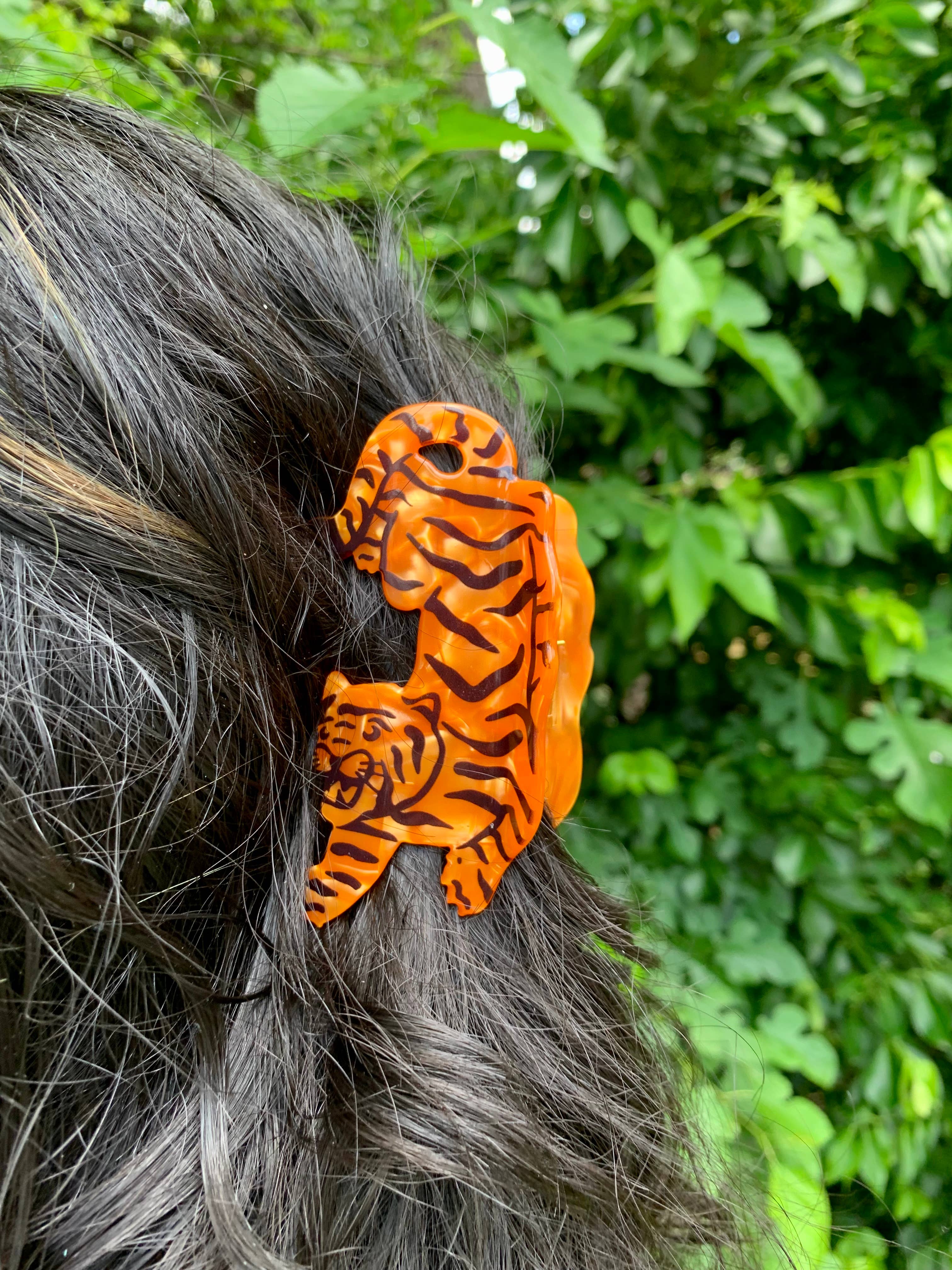 Tiger Acetate Hair Claw