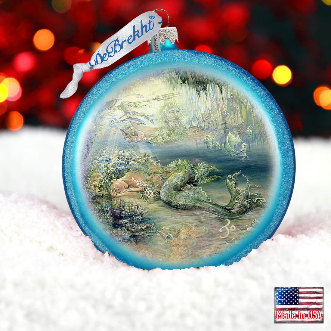 Mer Angel Glass Ornament by Josephine Wall - Coastal Sea-Life Decor - 744-411-JW