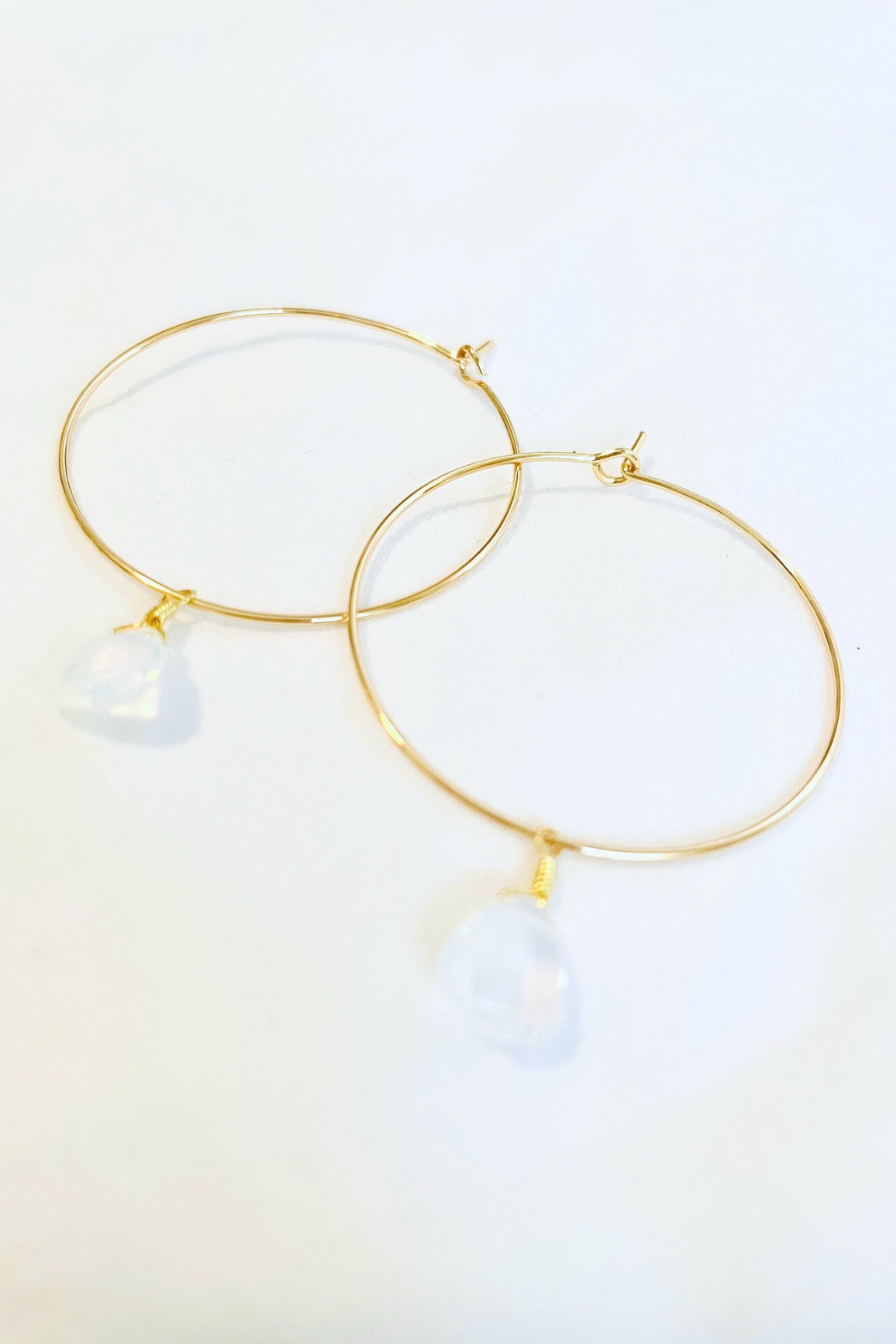 1" Mini Hoops ~ Wire Wrapped Faceted Gemstone