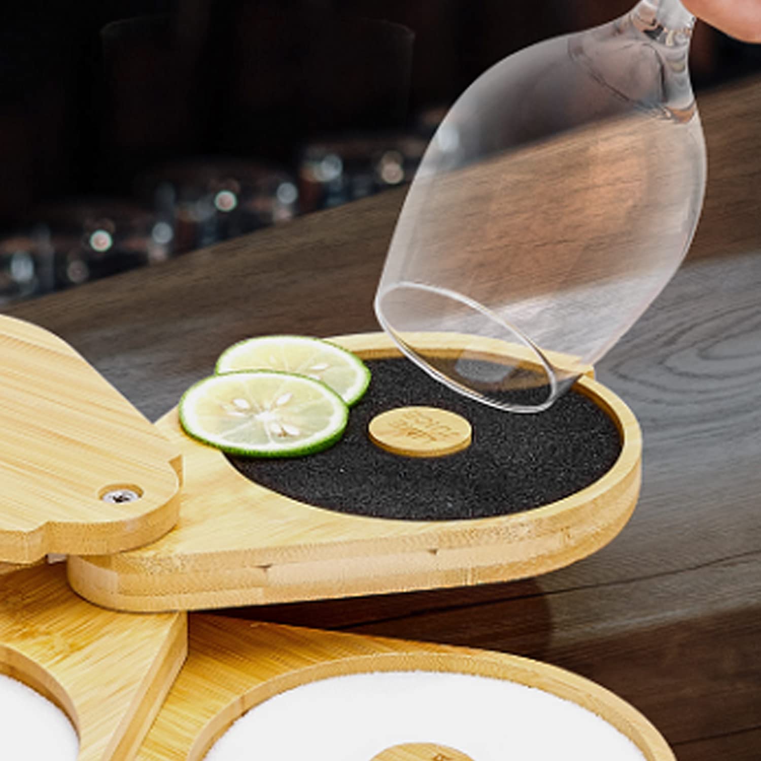 1 Pack 3 Tier Bar Glass Rimmer for Margarita and Cocktail, Bartender Tool,Salt Box Spice Container