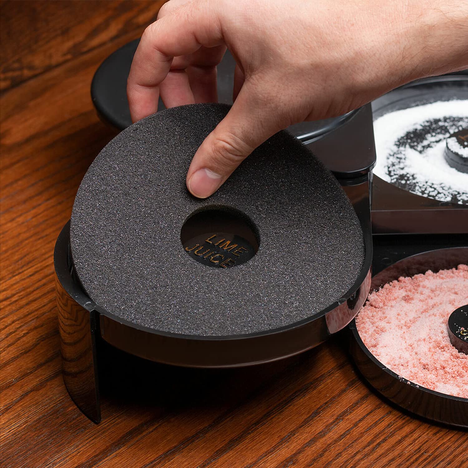 1 Pack 3 Tier Bar Glass Rimmer for Margarita and Cocktail, Bartender Tool,Salt Box Spice Container