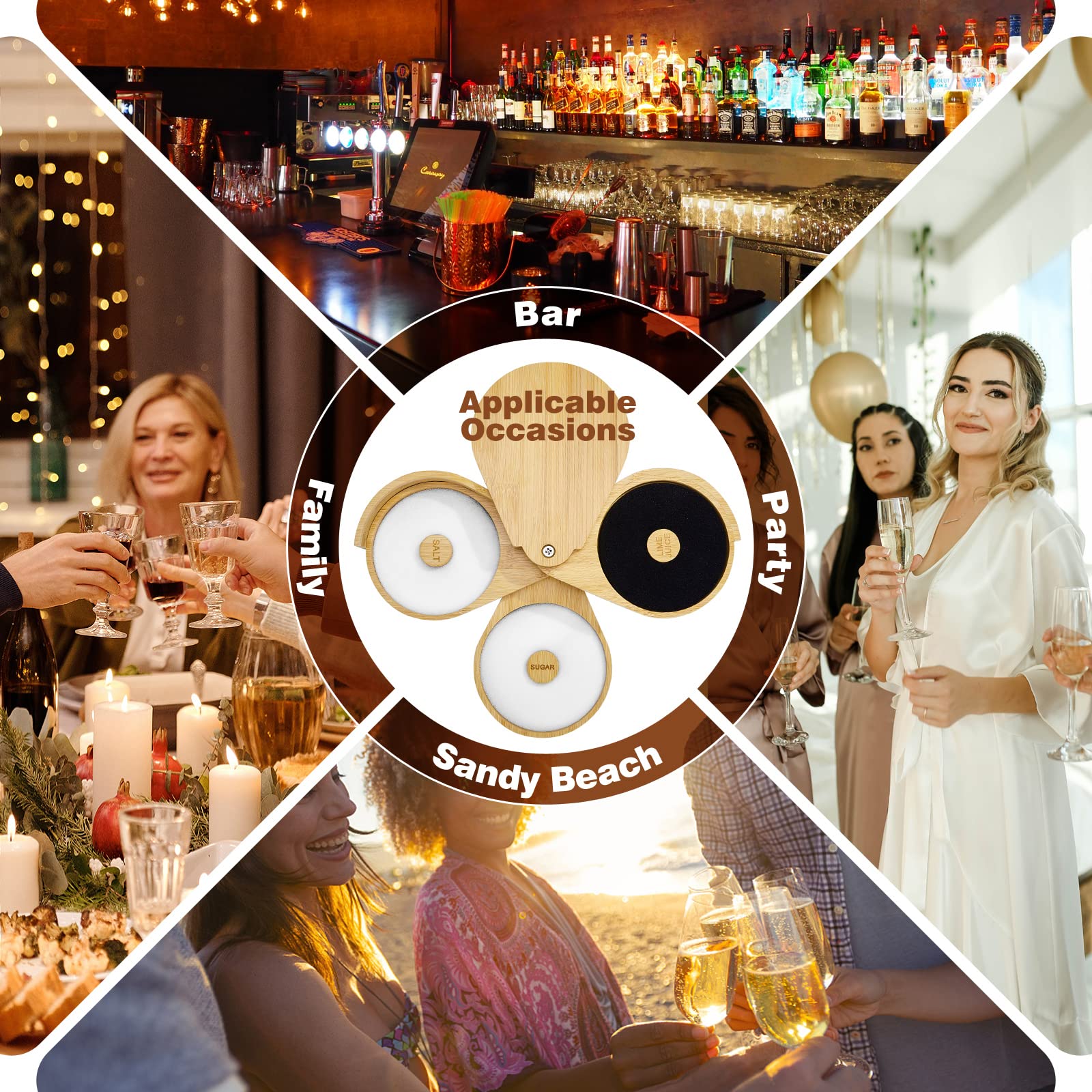 1 Pack 3 Tier Bar Glass Rimmer for Margarita and Cocktail, Bartender Tool,Salt Box Spice Container