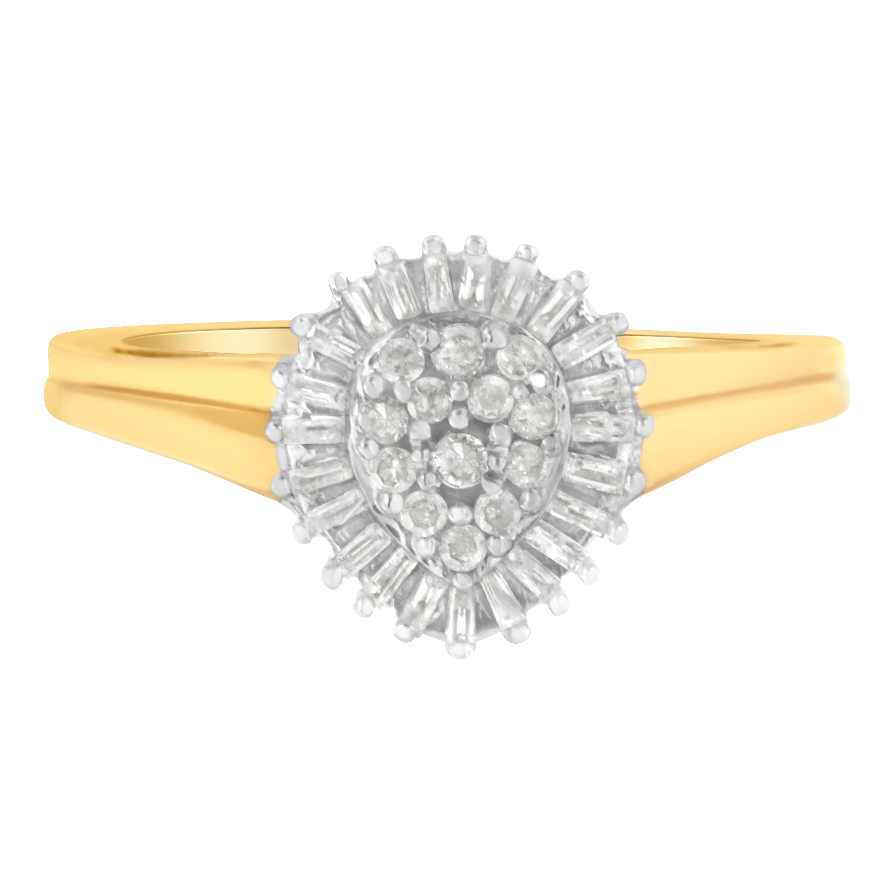 10K Yellow Gold Diamond Cluster Ring (1/4 Cttw, I-J Color, I2-I3 Clarity) - Size 7