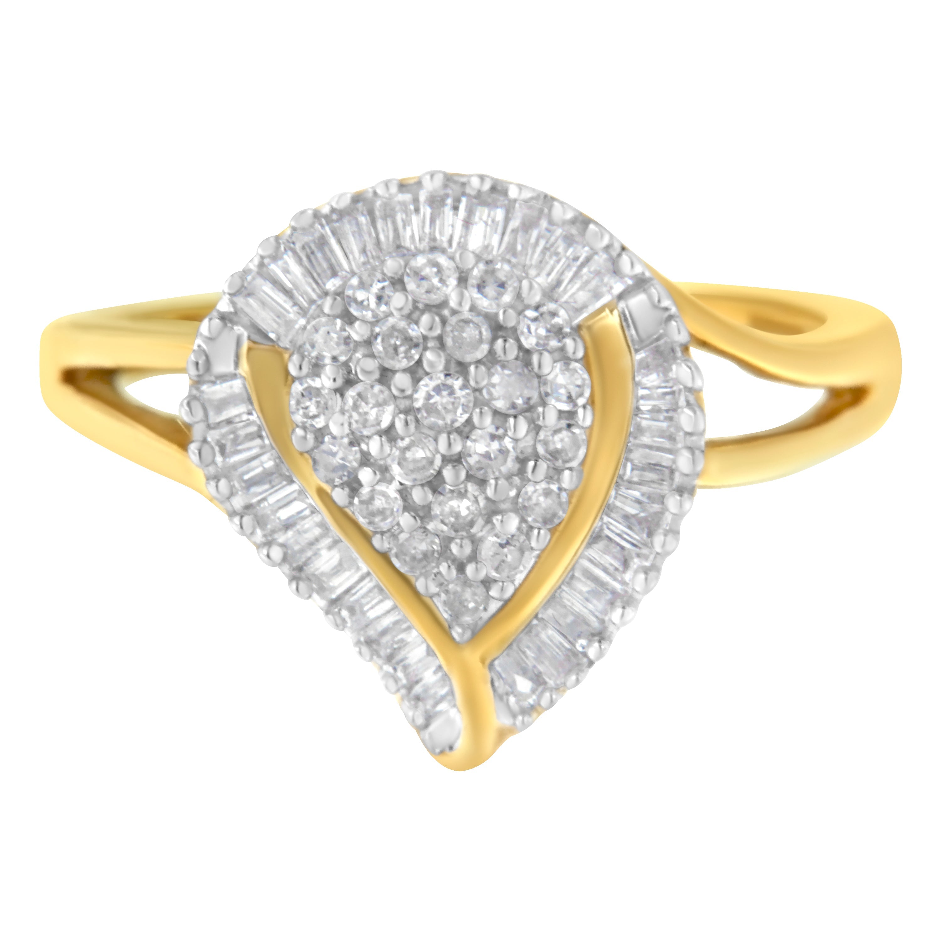 10K Yellow Gold Diamond Cluster Ring (1/2 Cttw, I-J Color, I1-I2 Clarity) - Size 7