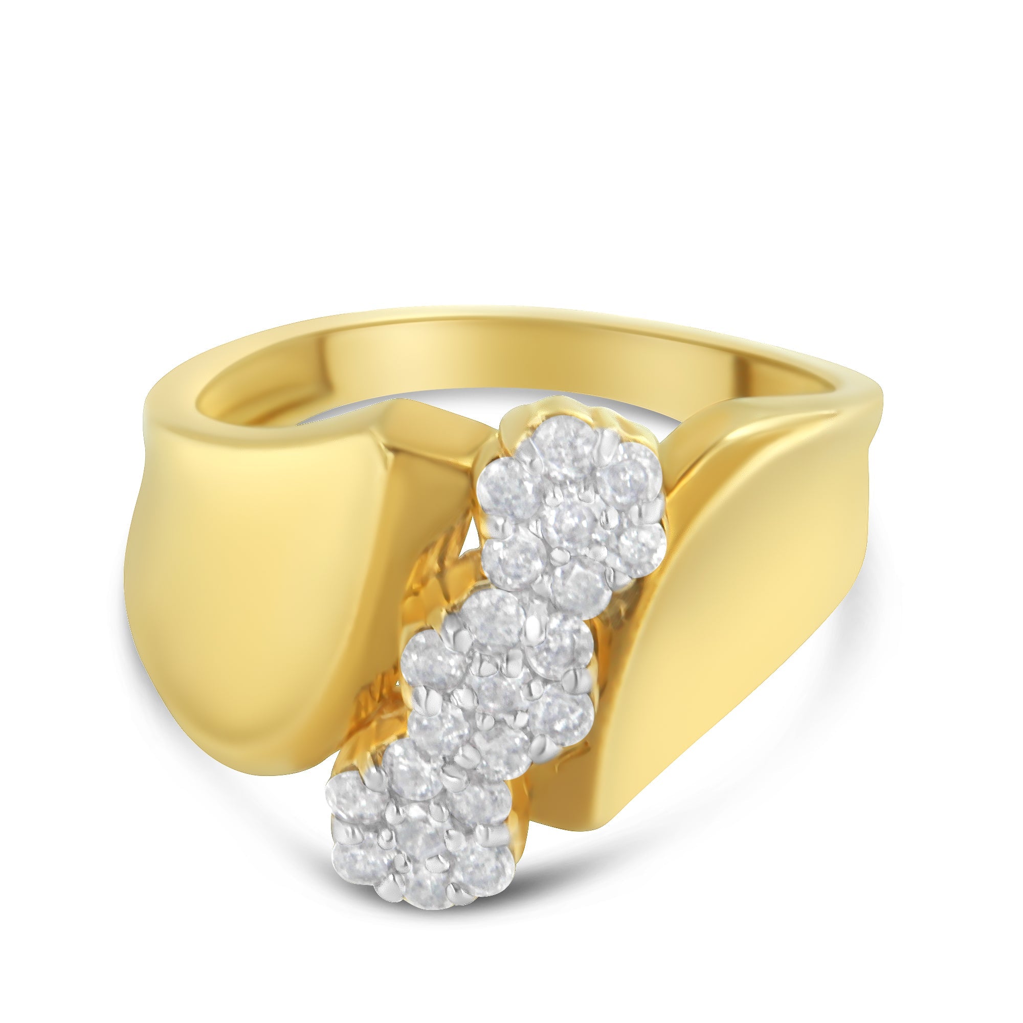 10K Yellow Gold 1/2 Cttw Diamond Cluster Ring (H-I Color, I3 Clarity) - Size 7.5