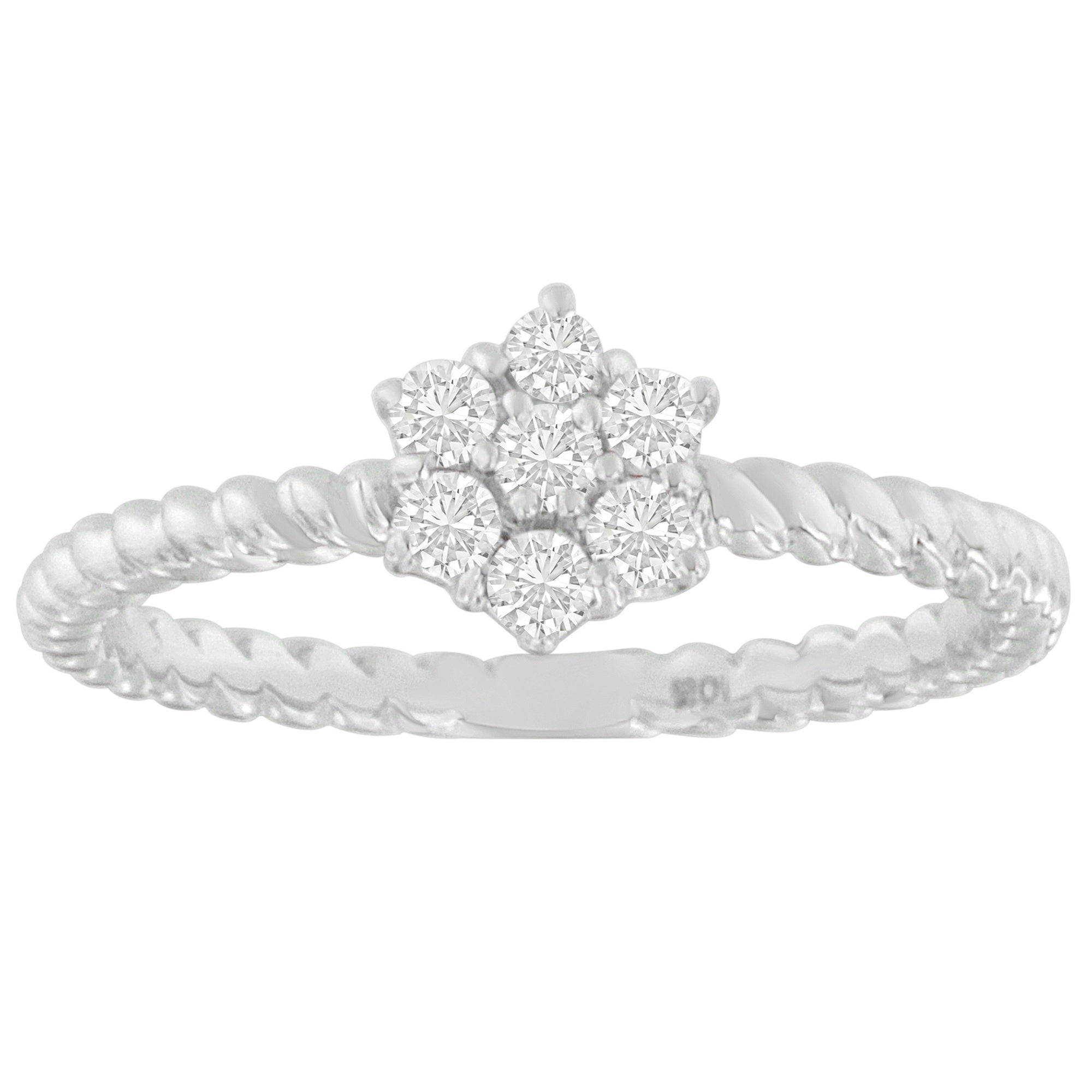 10K White Gold Diamond Cluster Ring (1/4 Cttw, H-I Color, Si1-Si2 Clarity) - Size 8