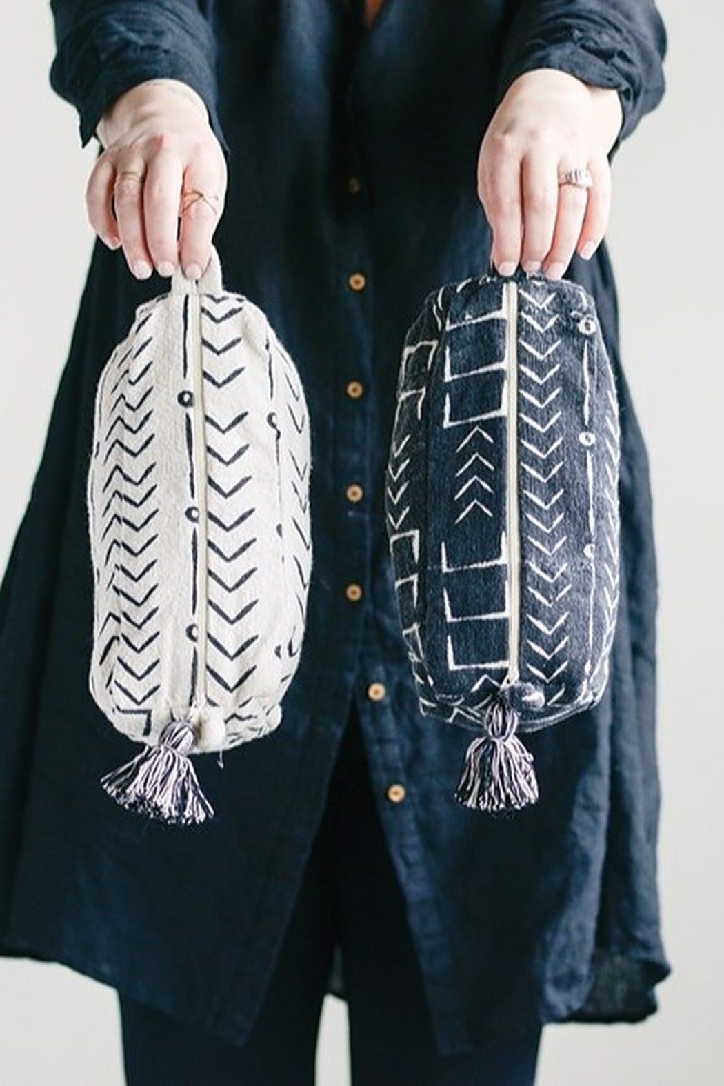 10"Lx4"H Cotton MudCloth Print Zip Pouch