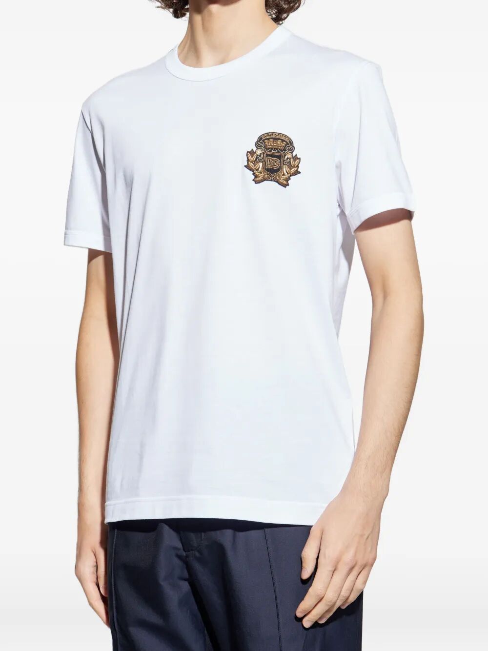 Dolce & Gabbana Men Crest Patch Cotton T-Shirt