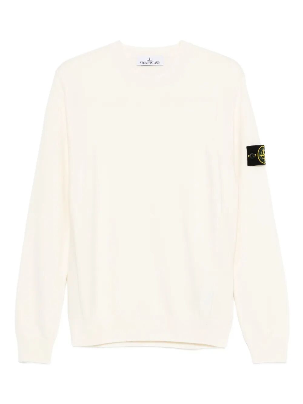 Stone Island Men Stretch Wool Crewneck Sweater With Reverse Stitch Details