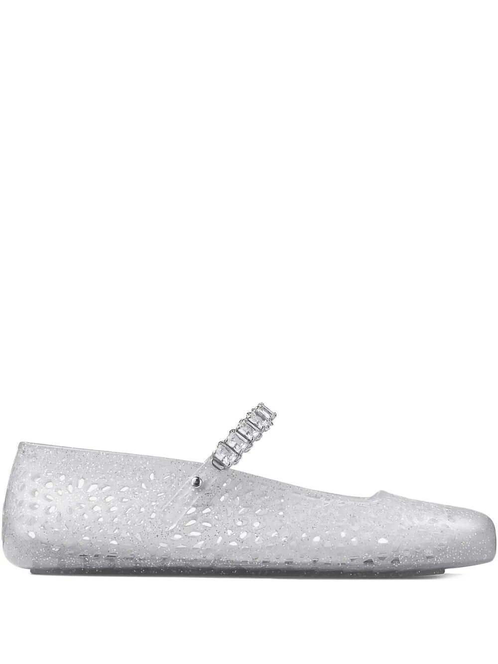 Jimmy Choo Women Clear Jelly Ballerina Flats With Crystal Embellishment