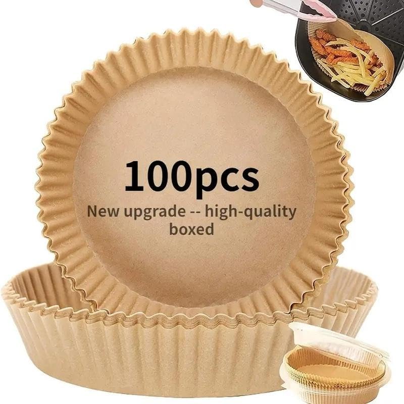 100pcs Disposable Air Fryer Liners, Non - stick Oil - proof Waterproof Parchment Paper, Multi - purpose for Baking & Air Fryer(Super good qualiey)