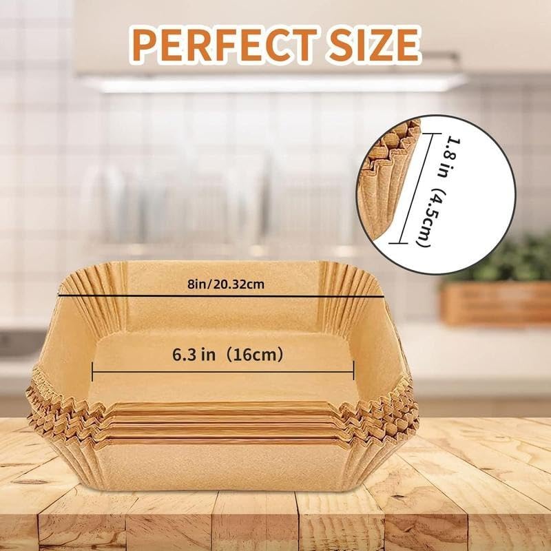 100pcs Disposable Air Fryer Liners, Non - stick Oil - proof Waterproof Parchment Paper, Multi - purpose for Baking & Air Fryer(Super good qualiey)