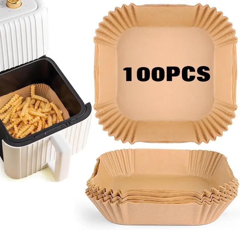 100pcs Disposable Air Fryer Liners, Non - stick Oil - proof Waterproof Parchment Paper, Multi - purpose for Baking & Air Fryer(Super good qualiey)