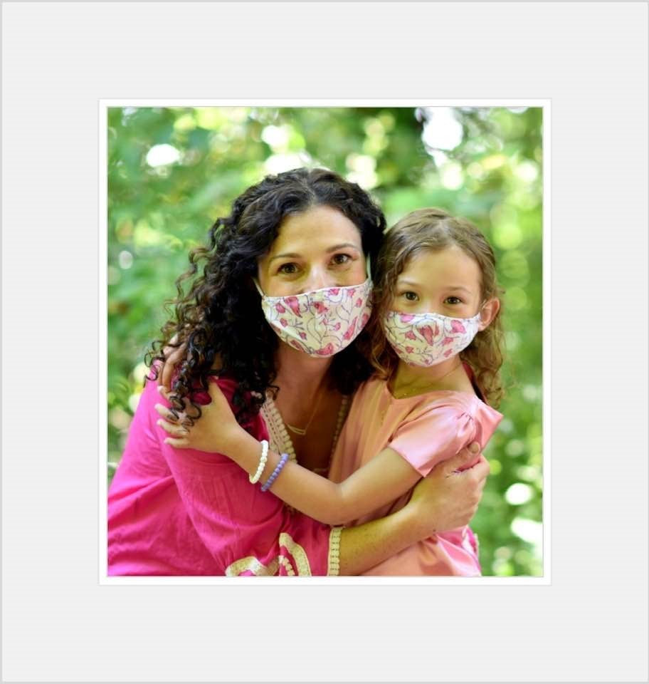 Boho hand block printed Face Masks - Pink and Purple by OMSutra