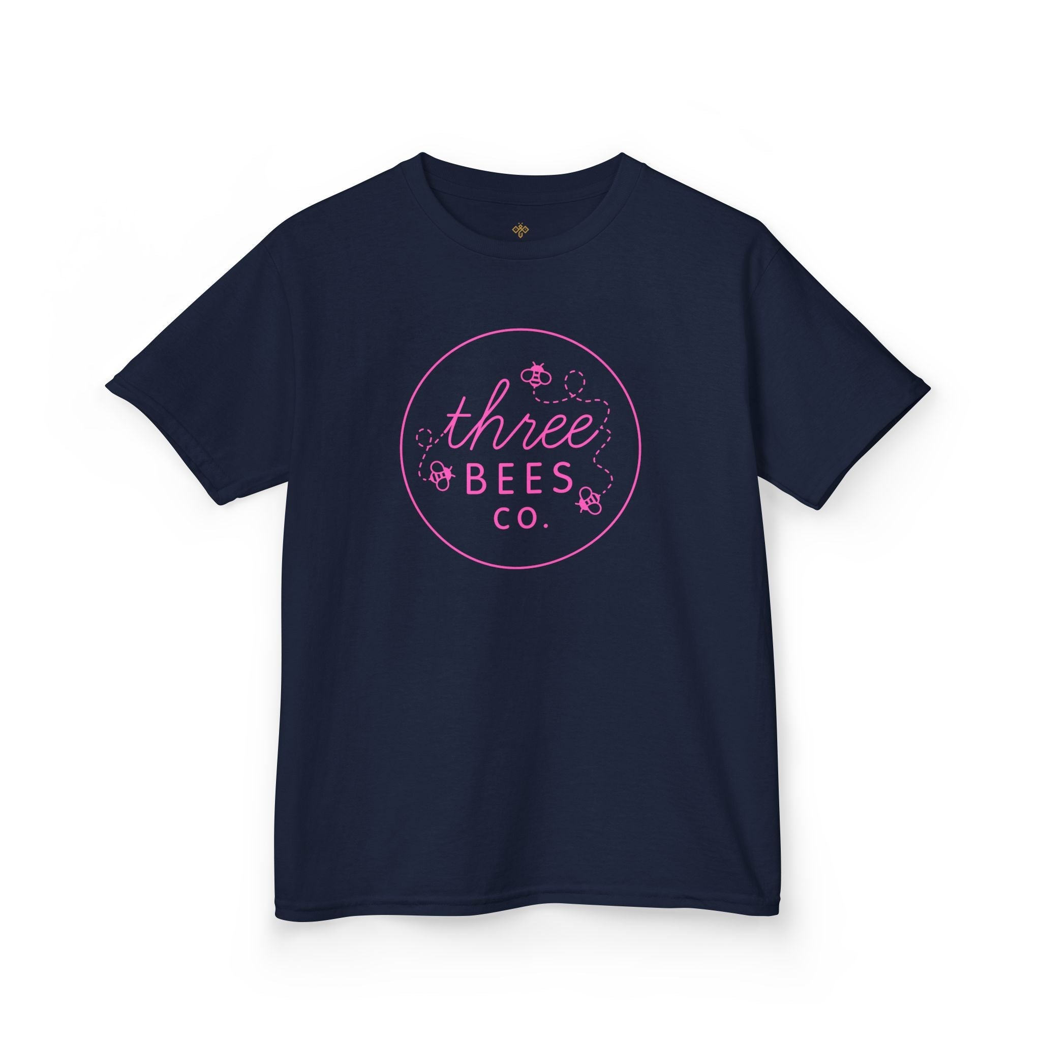 Kids Heavy Cotton Gildan Three Bees Classic Logo in Pink Hive Tee