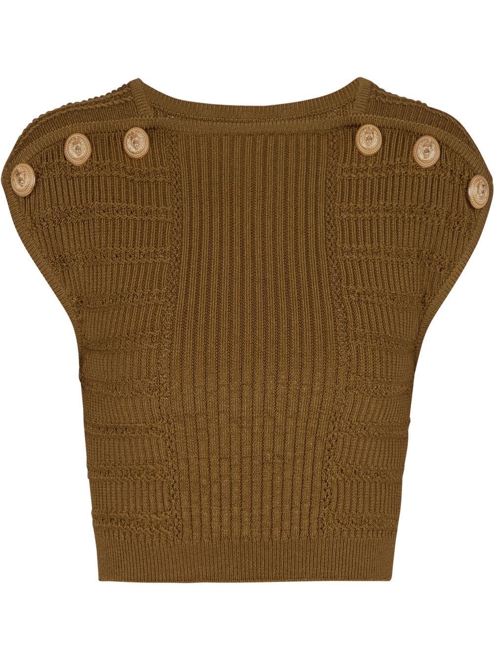 Balmain Knitted button-detail cropped top
