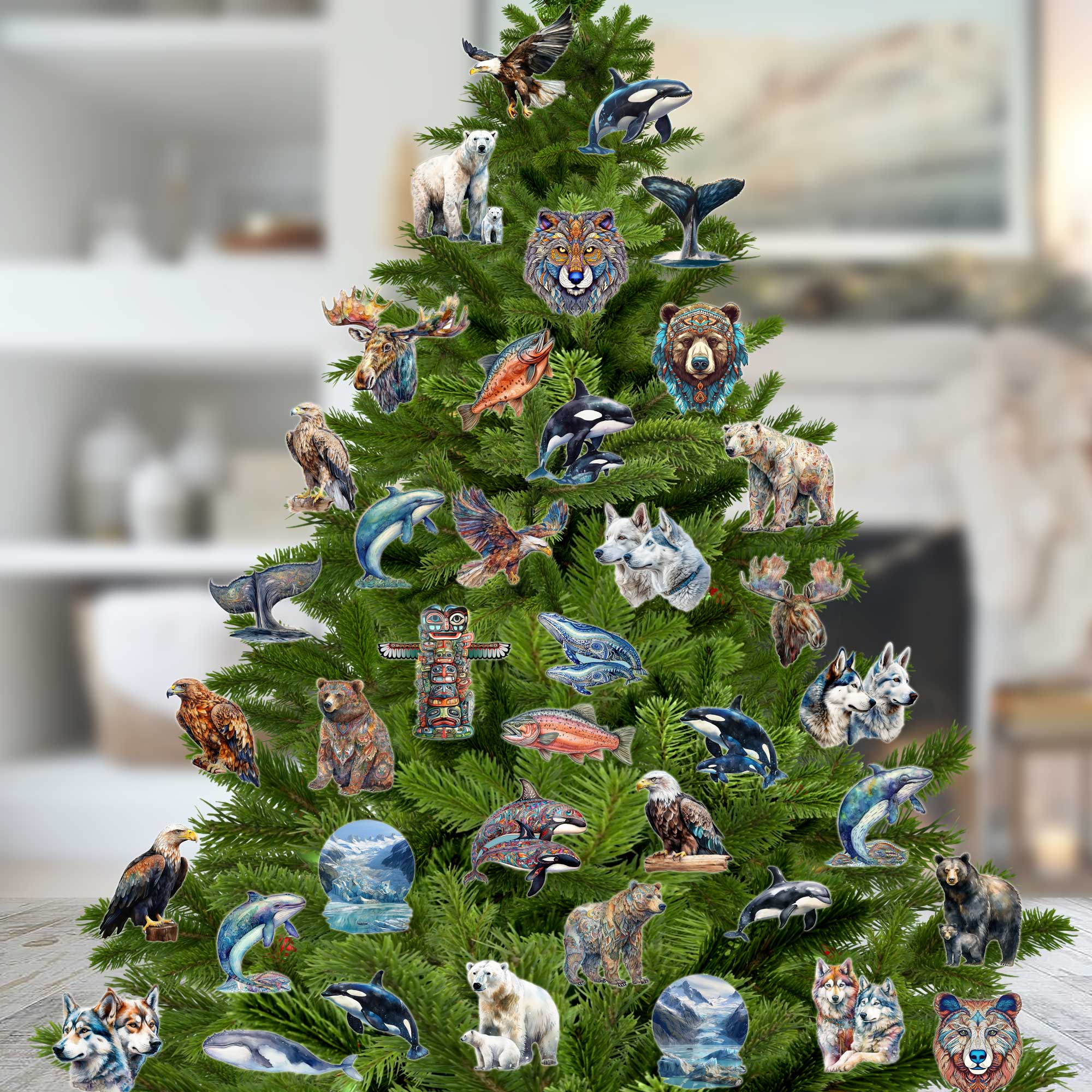 Northern Wonders Decorative Wooden Clip-on Ornaments Set of 6 by Nature Wonders - Wildlife Decor - 8090119C-S6