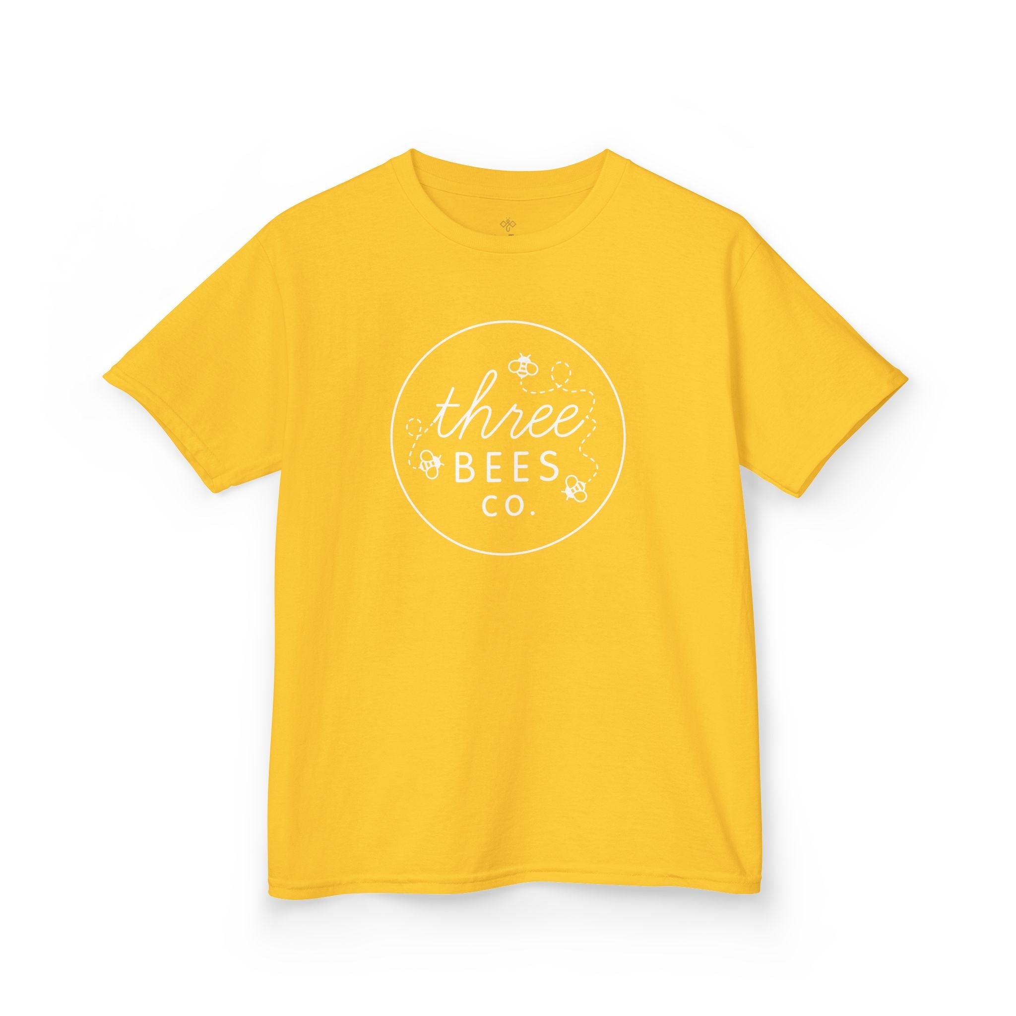 Kids Heavy Cotton Gildan Three Bees Classic Logo in White Hive Tee