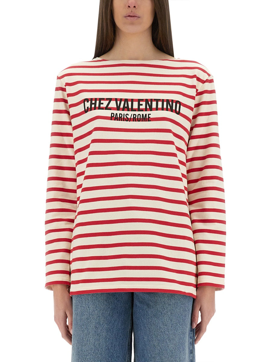 Valentino Women Cotton Long Sleeve T-Shirt With Print