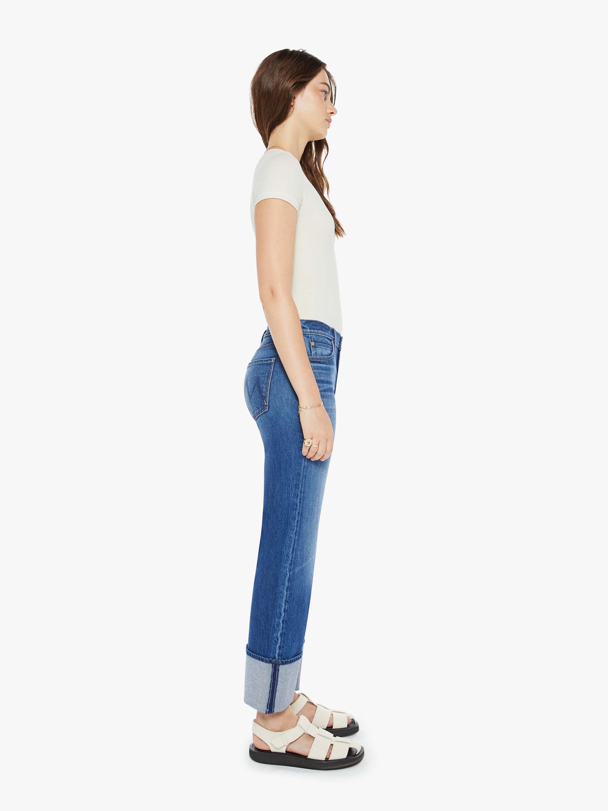 Mother Denim The Checkerboard Duster Flood Cuff