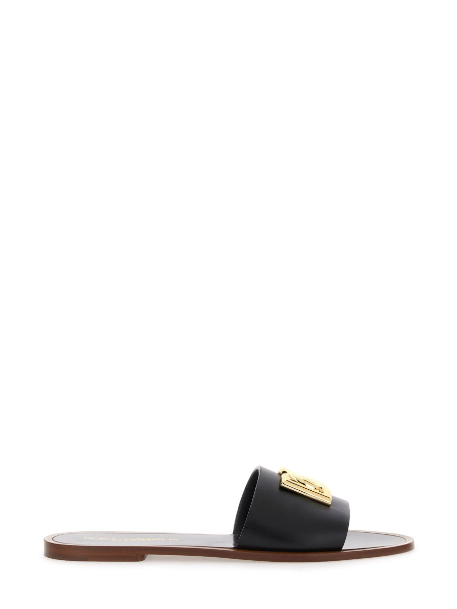 Dolce & Gabbana Women Leather Slide Sandal