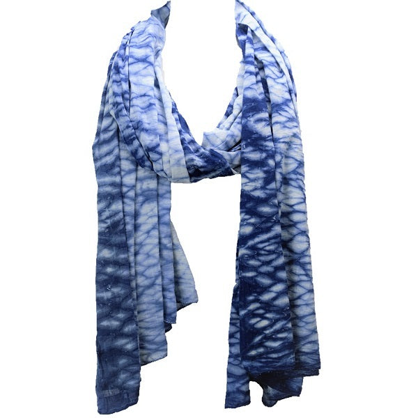 Ripple Indigo Dyed Long Scarf by OMSutra