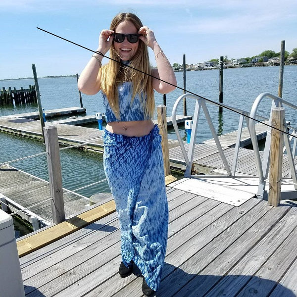 Ripple Indigo Dyed Long Scarf by OMSutra