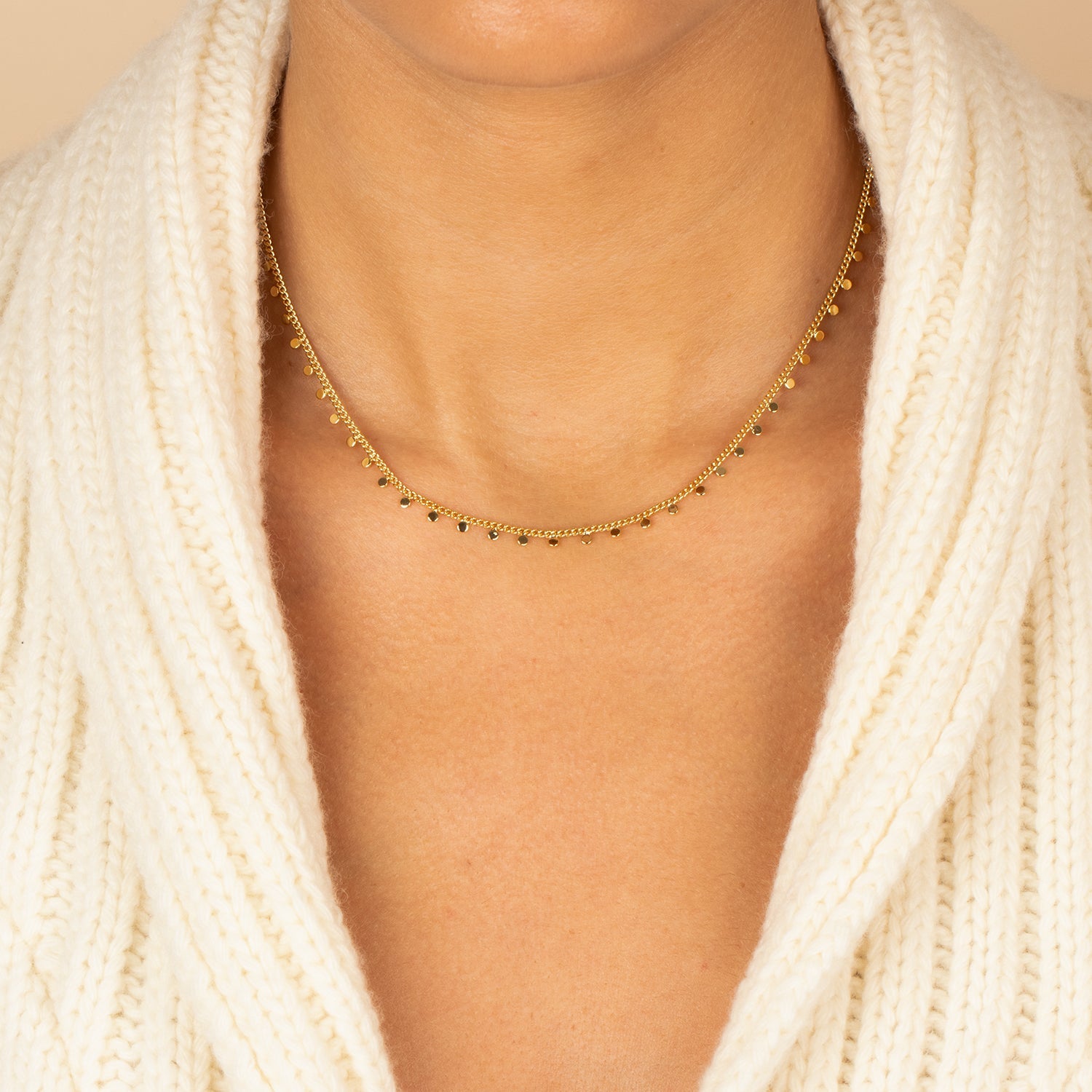 Solid Dangling Discs Cuban Link Necklace