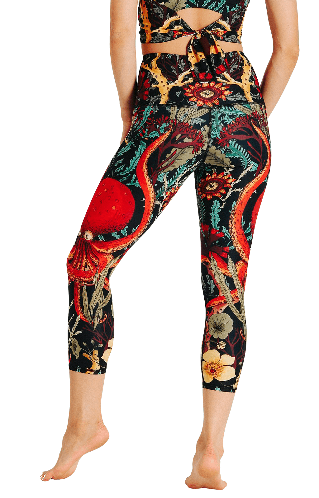Coral My Name Printed Yoga Crops Back