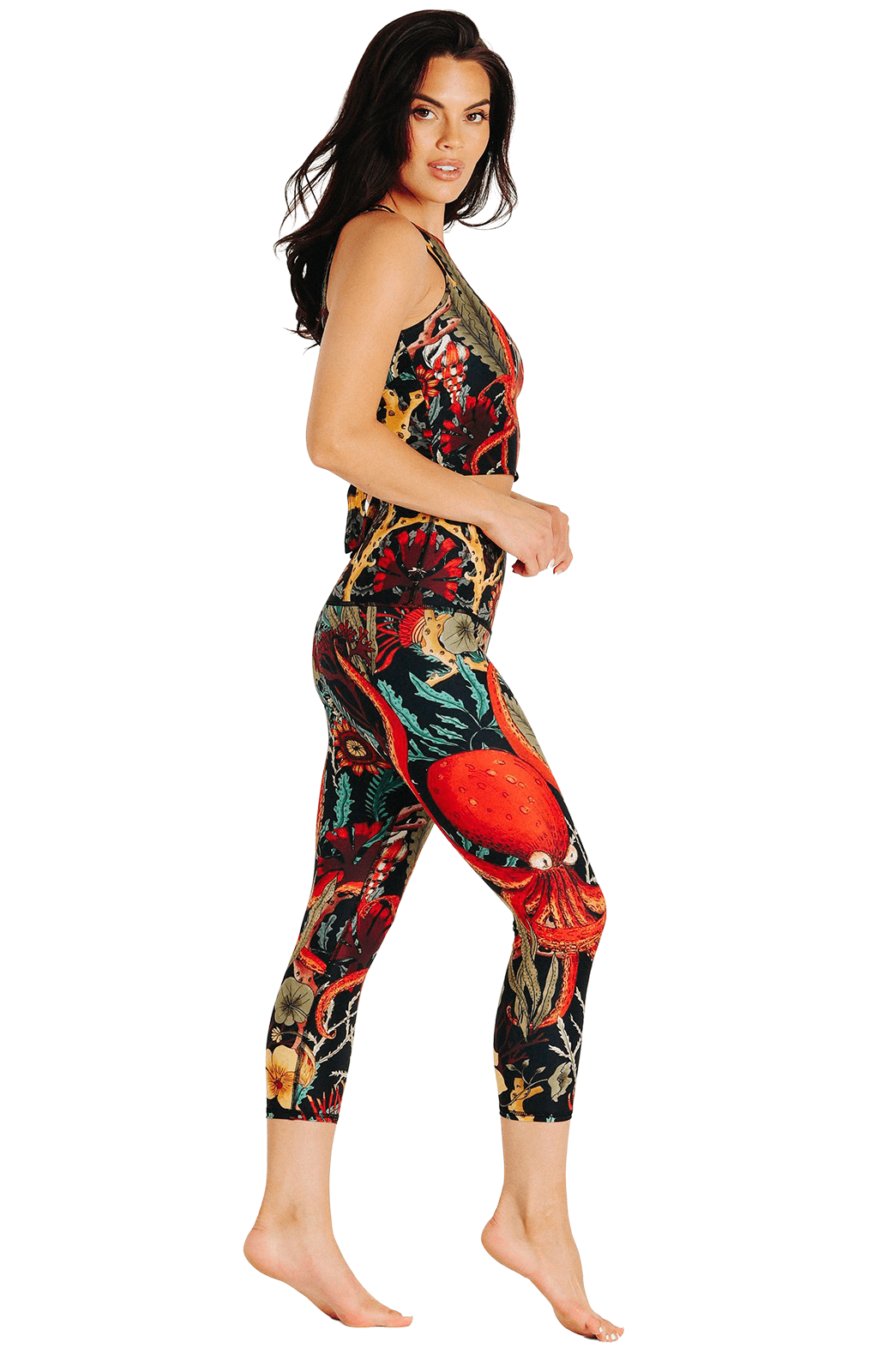 Coral My Name Printed Yoga Crops Full Body