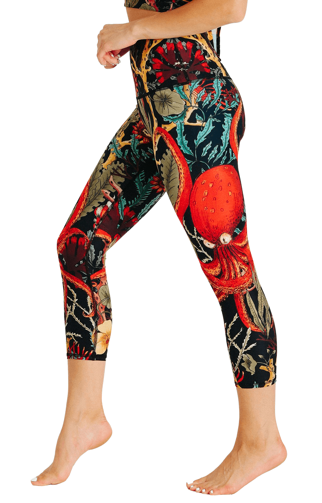 Coral My Name Printed Yoga Crops Left