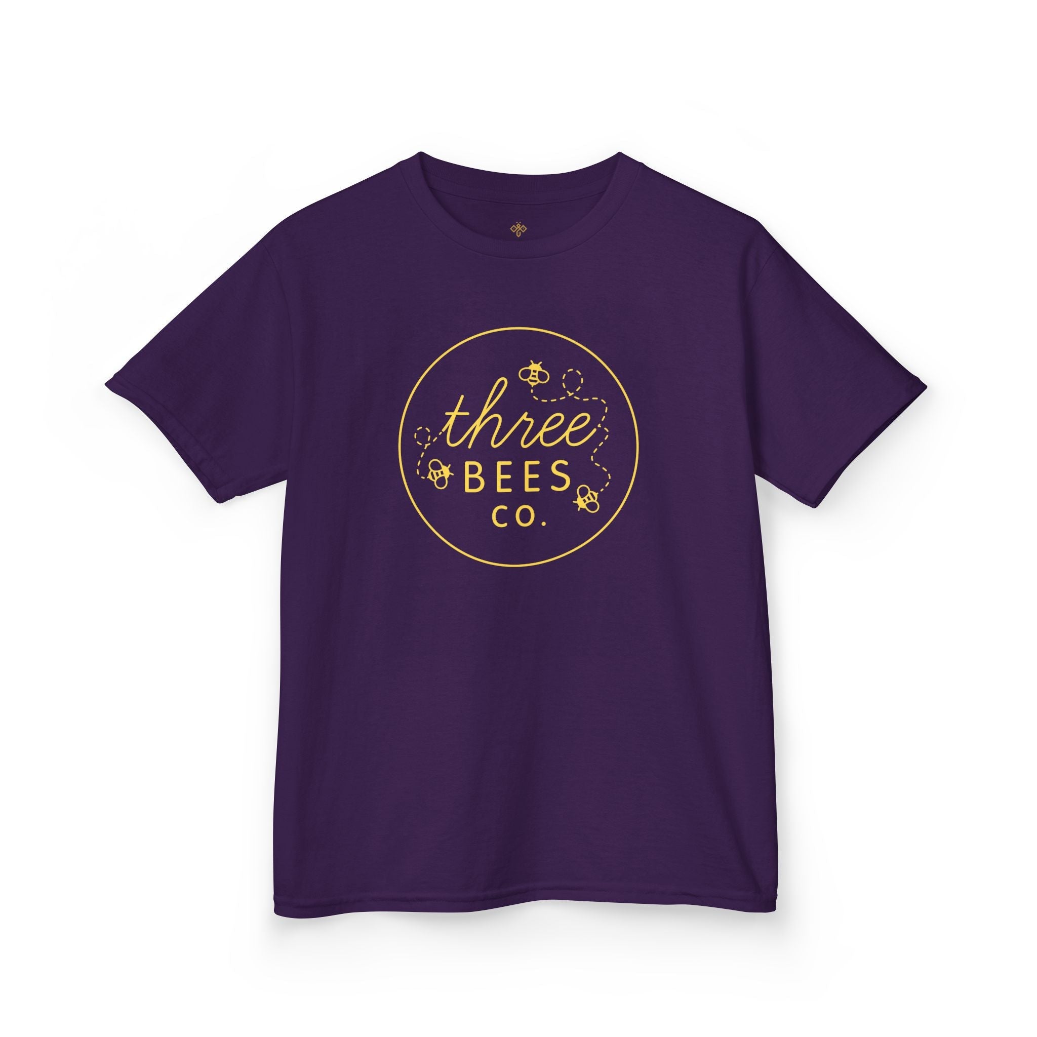 Kids Heavy Cotton Gildan Three Bees Classic Logo in Yellow Hive Tee