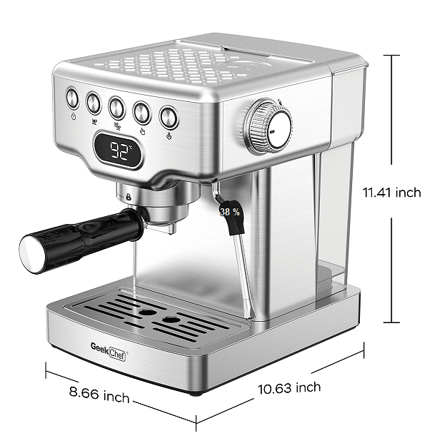 1350W Semi-automatic coffee machine 19Bar (ULKA) high pressure pump extraction 1 cup / 2 cup espresso machine 1.8L water tank capsule