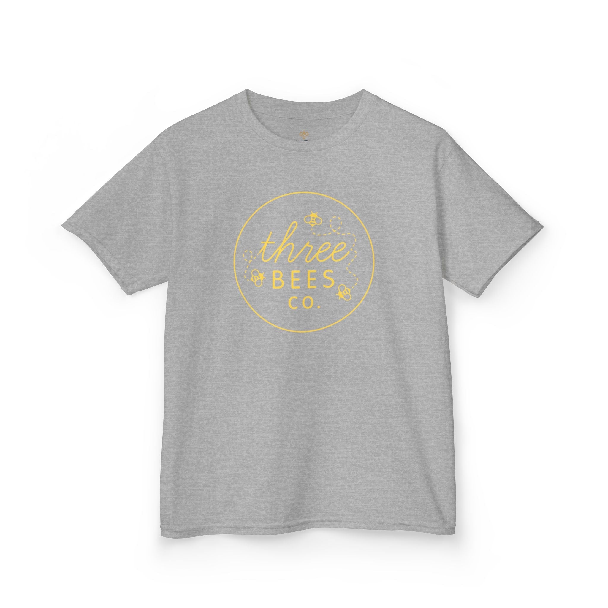 Kids Heavy Cotton Gildan Three Bees Classic Logo in Yellow Hive Tee
