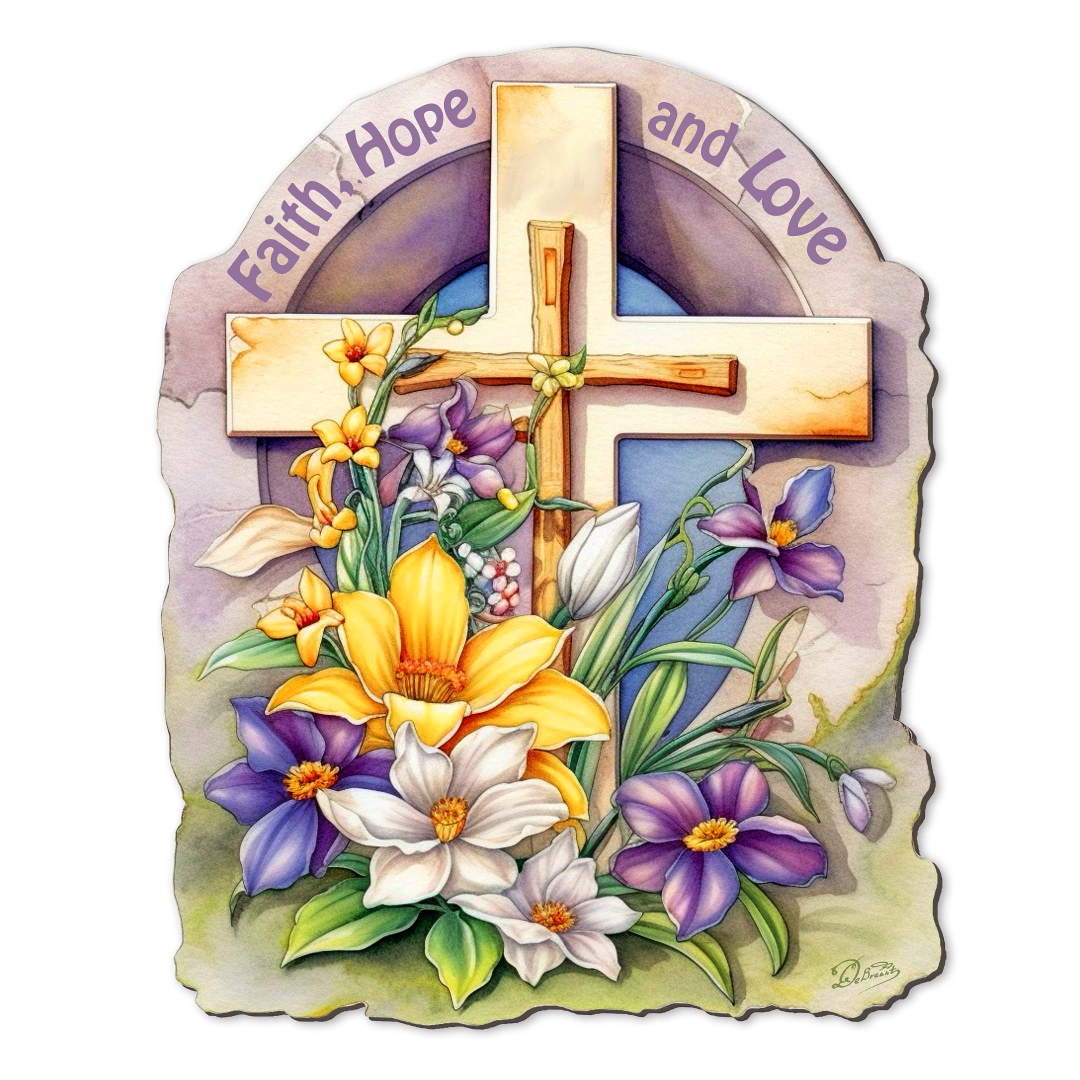 Faith, Hope, and Love Cross Holiday Door Decor by G. Debrekht - Easter Spring Decor - 8688160H