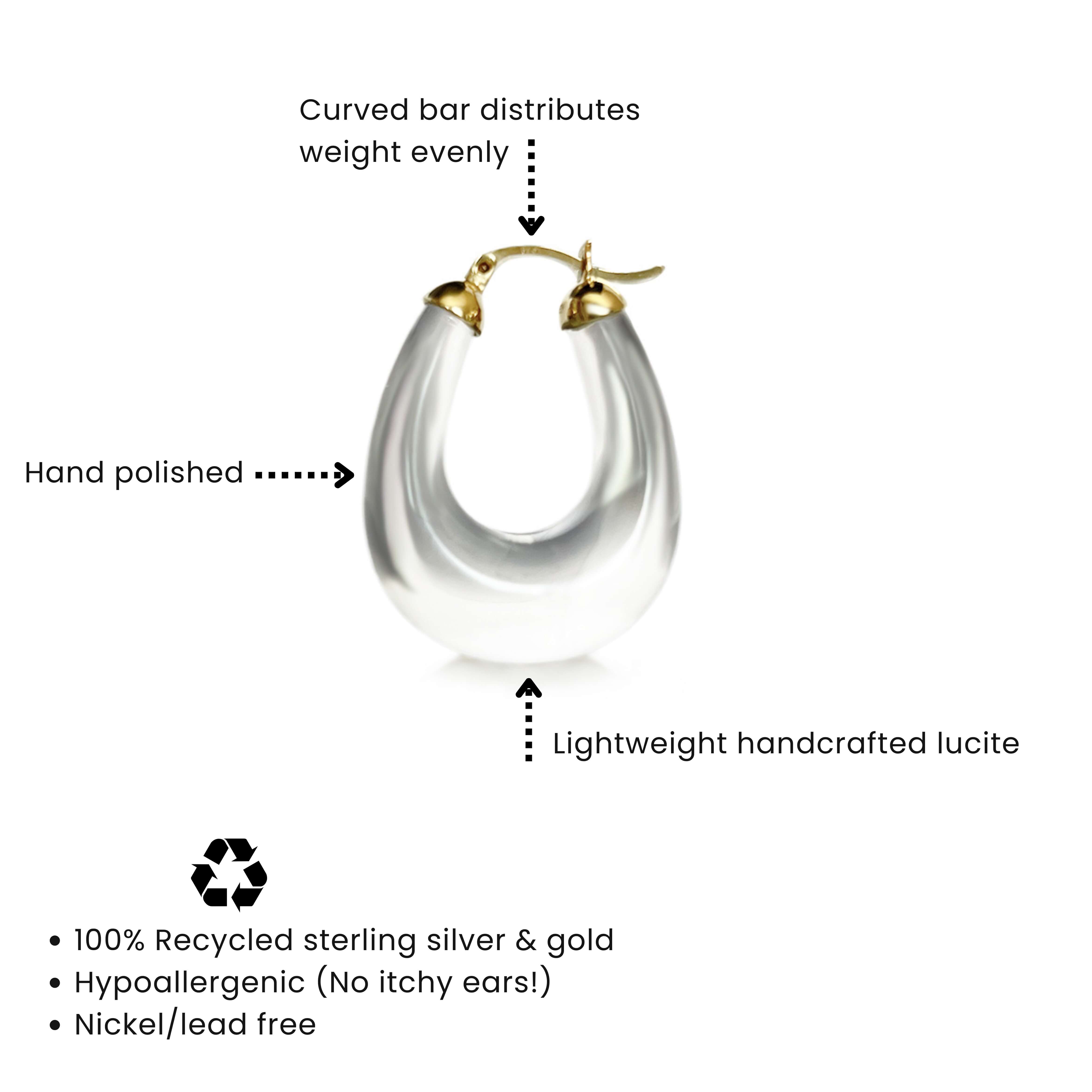 Clear Chunky Bucket Hoop Earrings