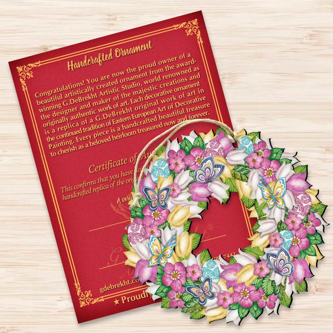 Flowers Spring Wreath Wooden Ornaments by G. DeBrekht - Easter Spring Decor - 8185301