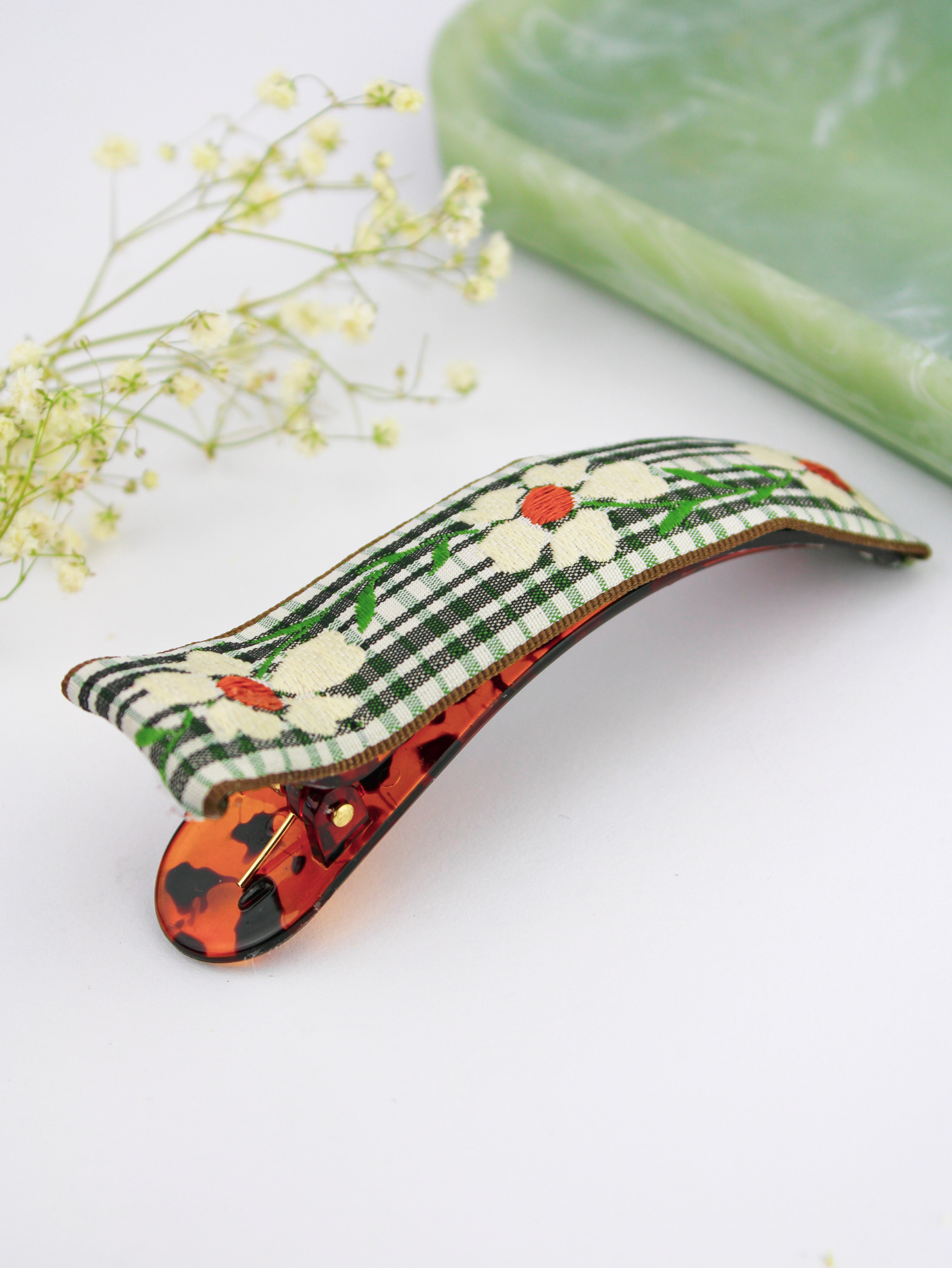 Delicate Blooms Embroidered Ribbon Hair Clip