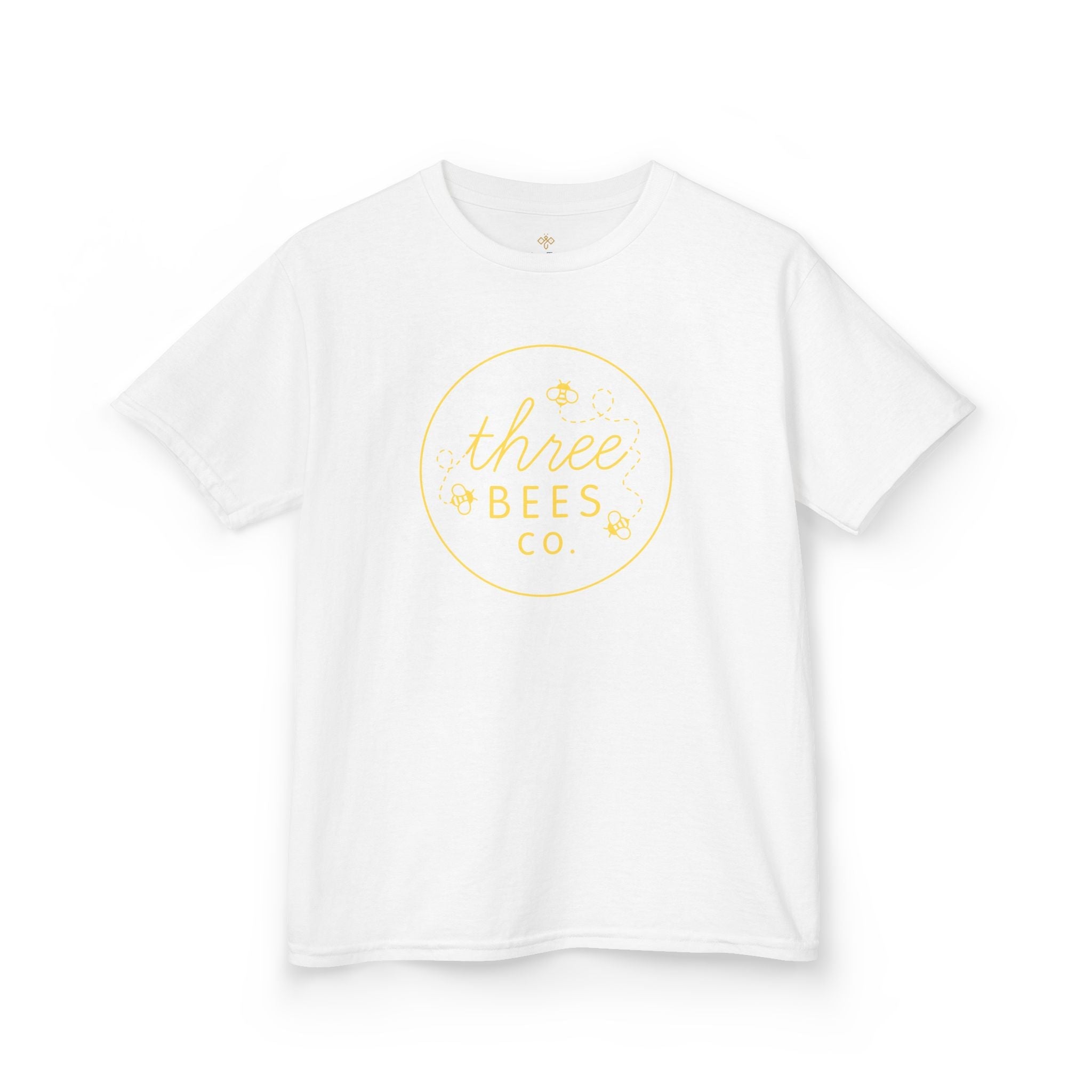 Kids Heavy Cotton Gildan Three Bees Classic Logo in Yellow Hive Tee