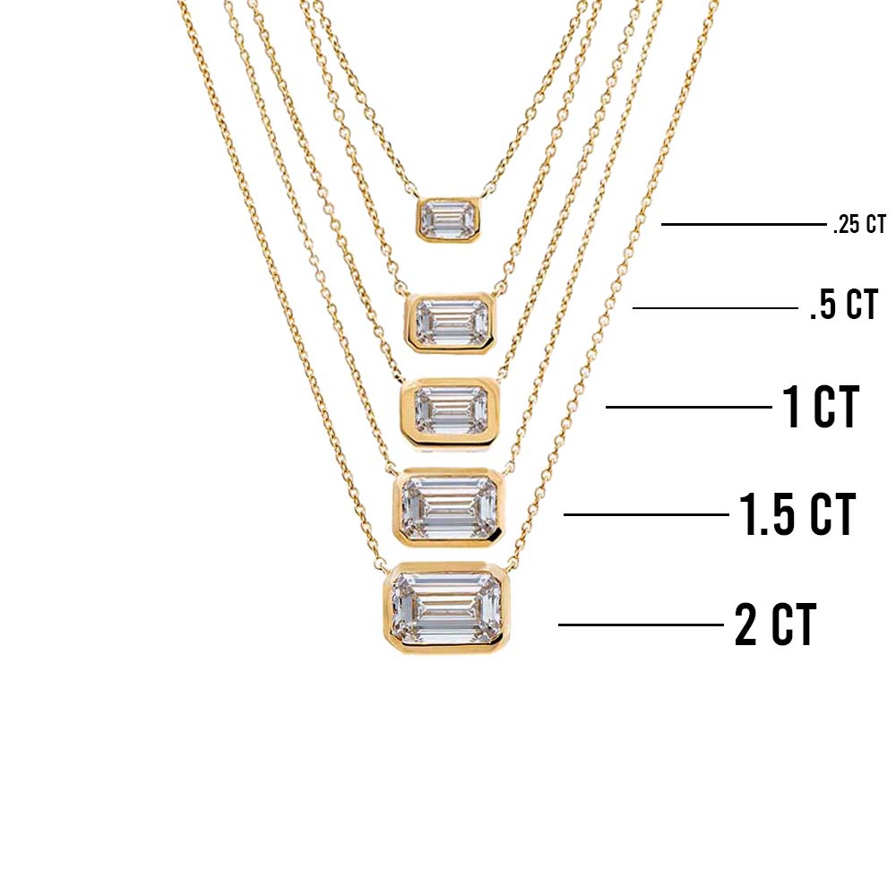 Lab Grown Diamond Emerald Bezel Necklace 14K - Adina's Jewels