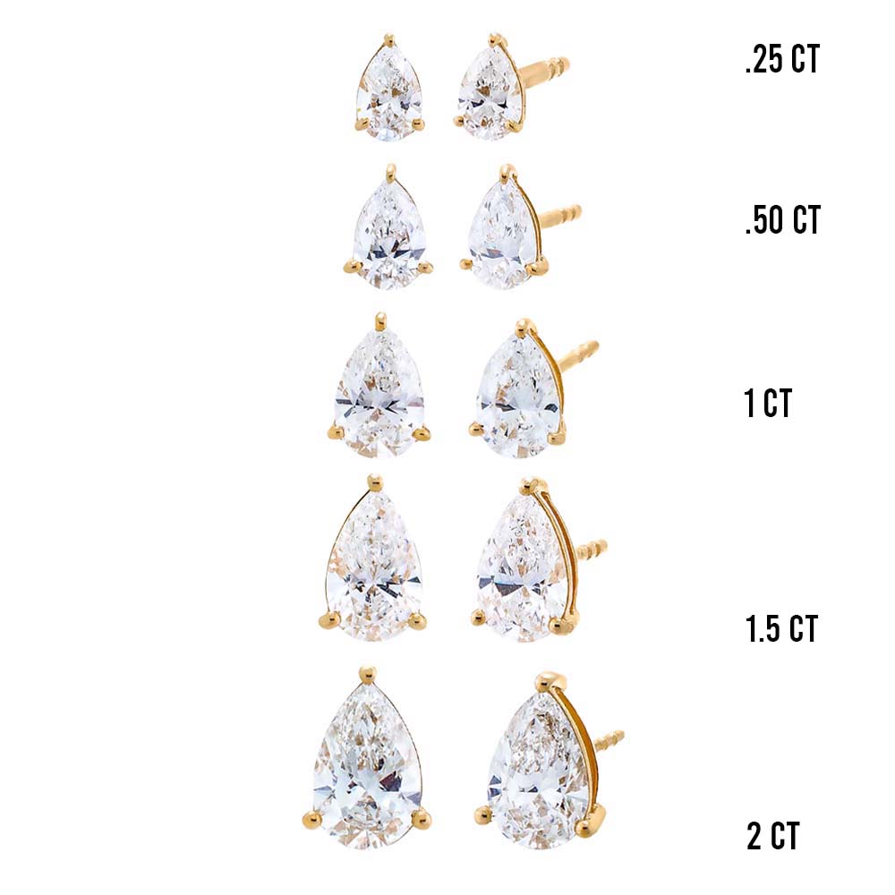 Lab Grown Diamond Pear Stud Earring 14K - Adina's Jewels