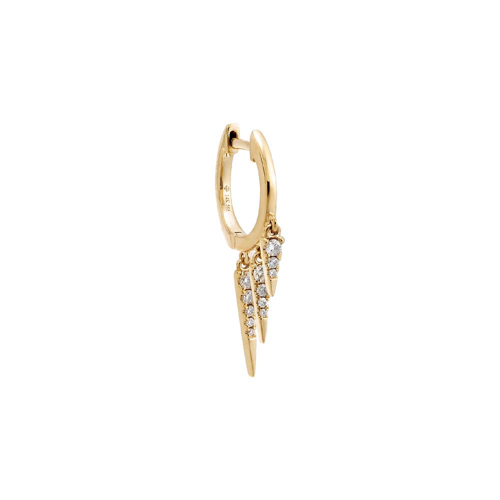 Dangling Diamond Spike Huggie Earring 14K - Adina's Jewels