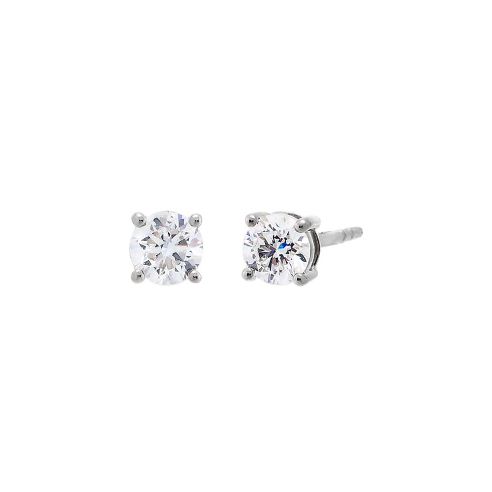 14K White Gold / 0.50 CT Lab Grown Diamond Solitaire Four Prong Stud Earring 14K - Adina's Jewels